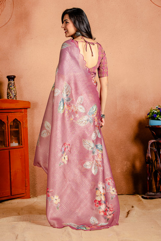 Blossom Blush Linen Silk Saree