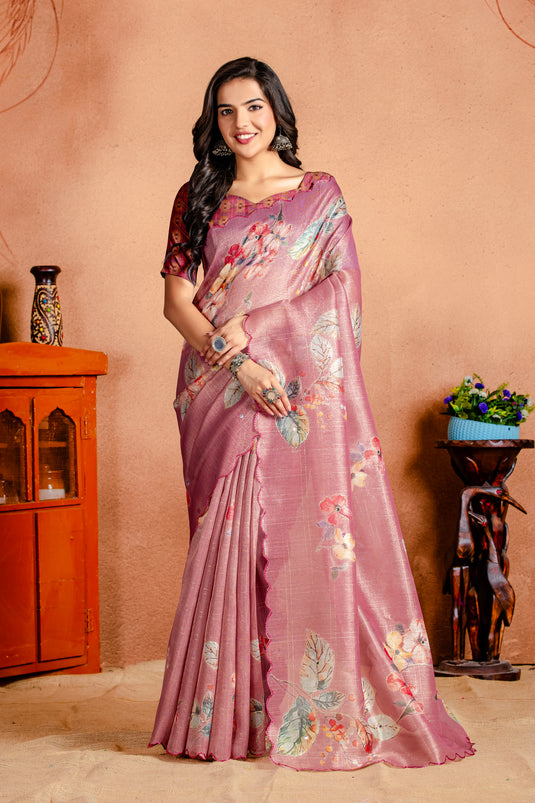 Blossom Blush Linen Silk Saree