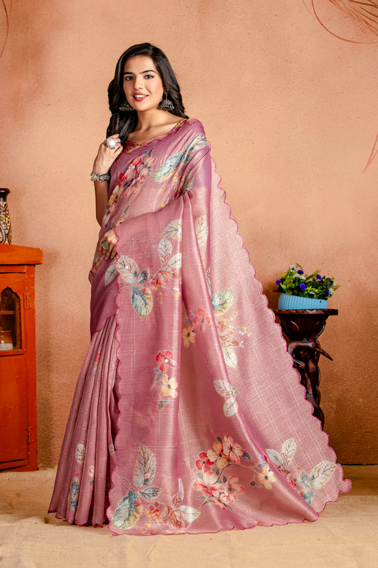 Blossom Blush Linen Silk Saree