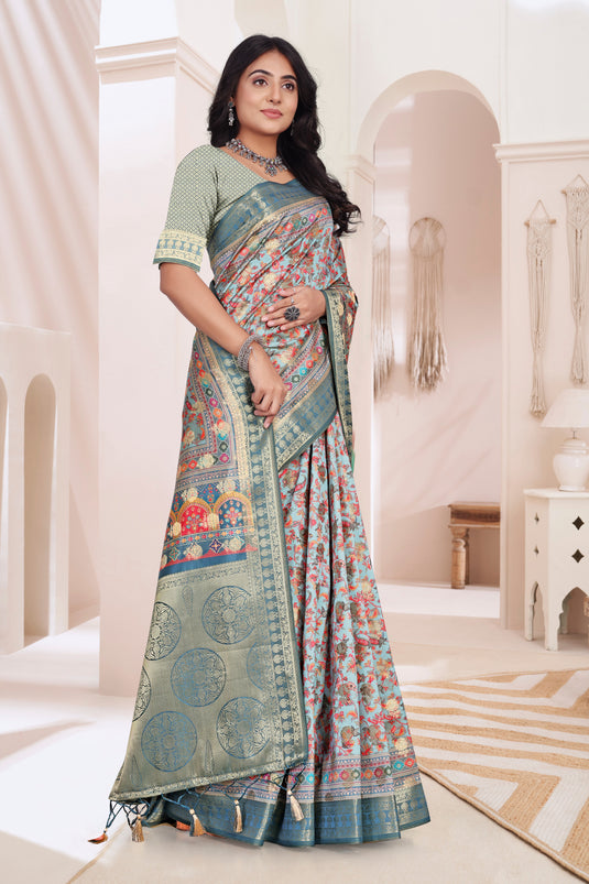 Elegant Floral Saree with Intricate Border