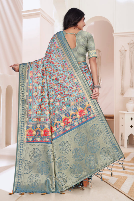 Elegant Floral Saree with Intricate Border