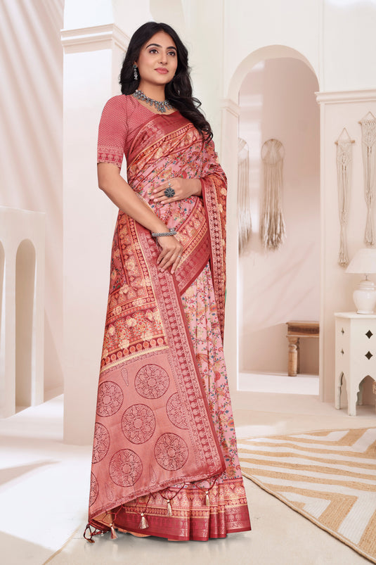 Elegant Floral Saree with Intricate Border
