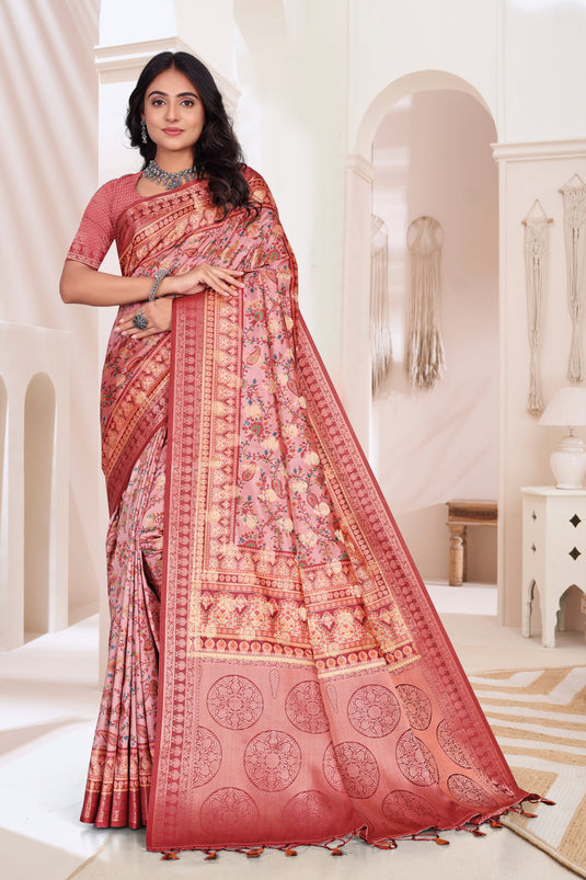 Elegant Floral Saree with Intricate Border