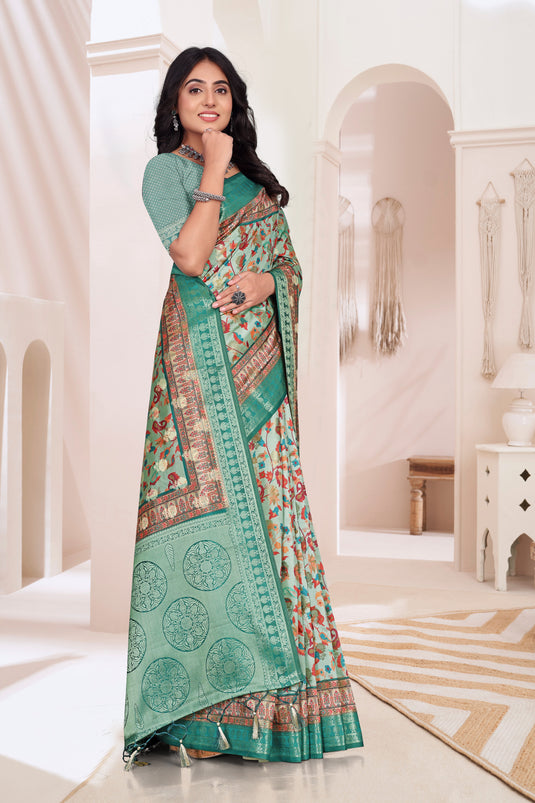 Elegant Floral Saree with Intricate Border