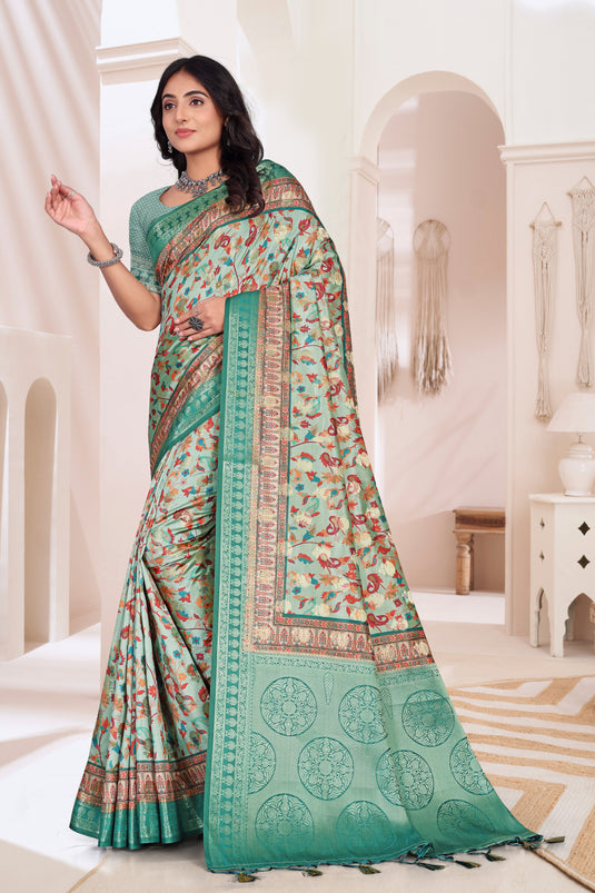 Elegant Floral Saree with Intricate Border
