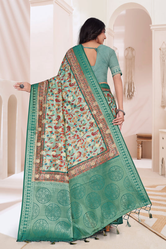 Elegant Floral Saree with Intricate Border