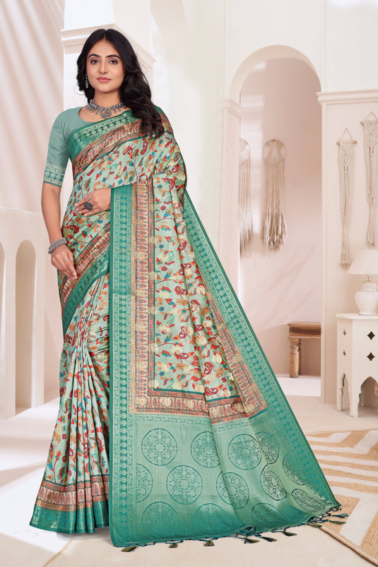 Elegant Floral Saree with Intricate Border